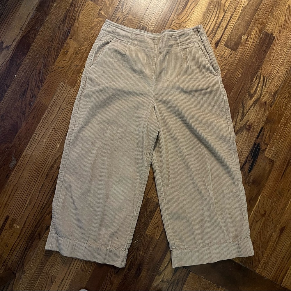 TOAST Beige Tan Cotton Corduroy Wide Leg Crop Pants UK 14/US 10 GUC